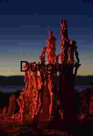 Red‑Lit Tufa Tower at Mono Lake Twilight