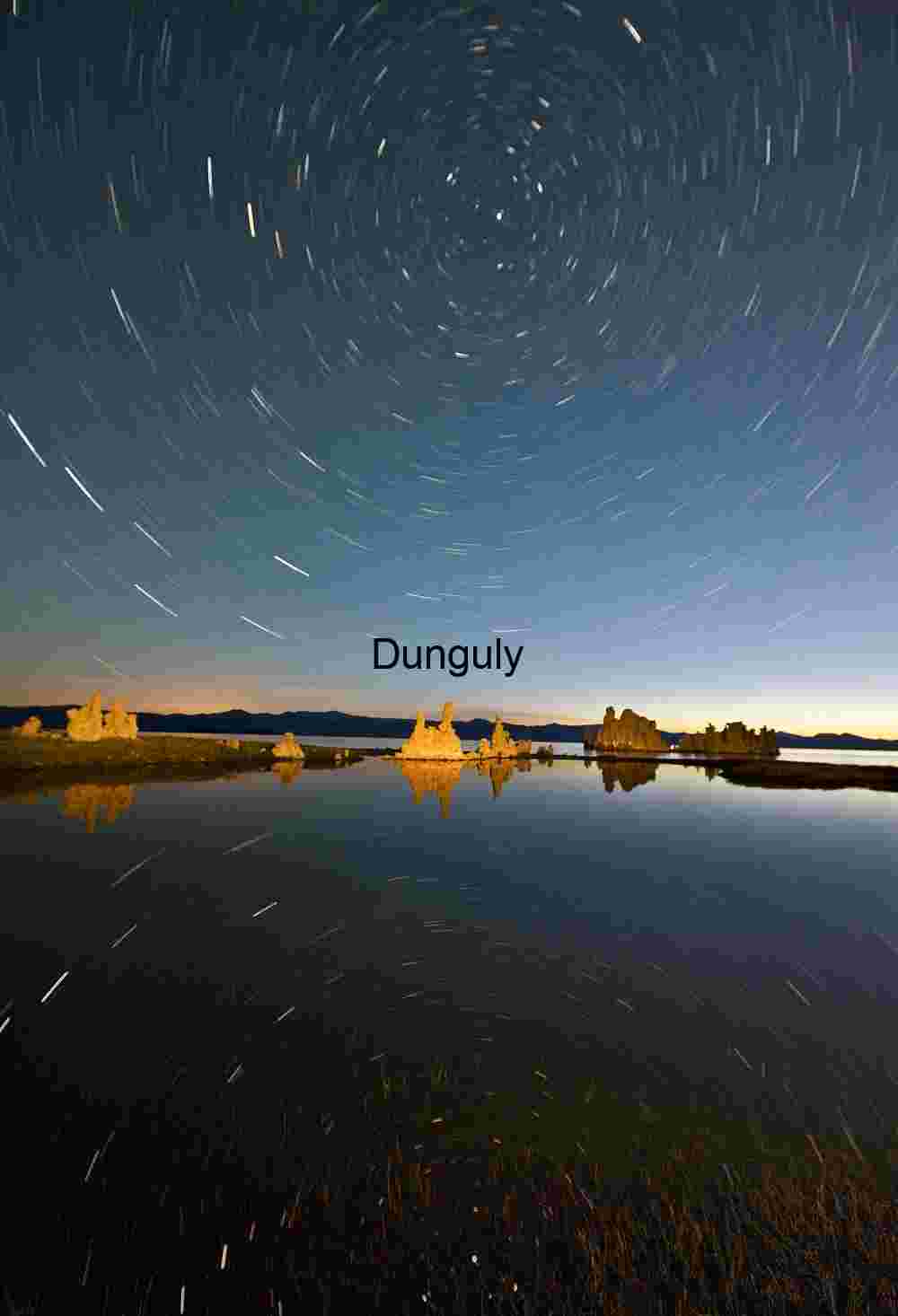 Star Trails Reflected Over Tufa Towers at Mono Lake