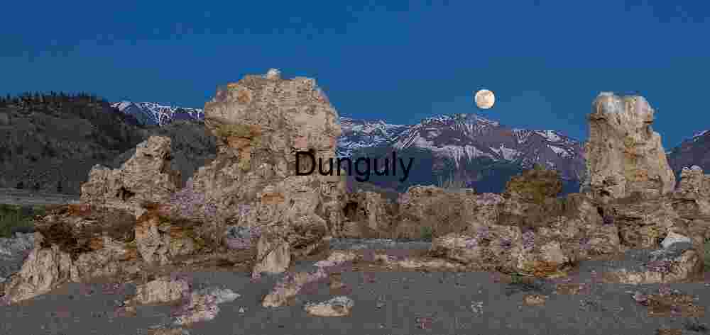 Moonrise Over Tufa Towers and Snow-Capped Sierra Peaks