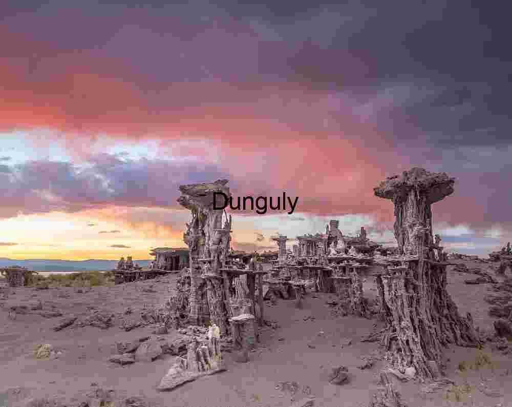 Tufa Towers Under Storm‑Lit Sunset at Mono Lake