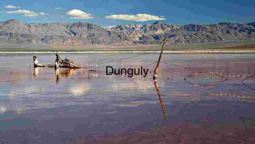 Salt Flat Reflections with Broken Fence and Mountain Backdrop