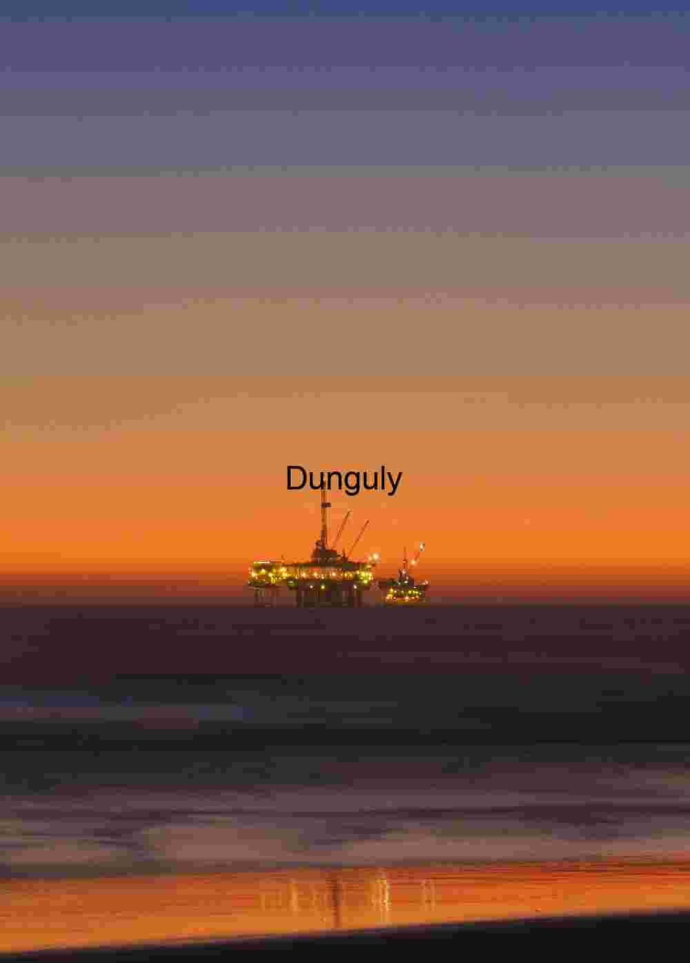 Burning Horizon: Offshore Oil Rig at Coastal Twilight