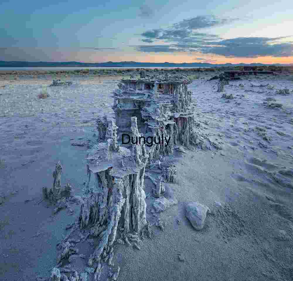 Weathered Tufa Towers in Desert Twilight at Mono Lake