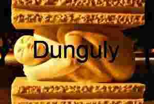 Stone Sculpture of Human Figure in Fetal Position Between Textured Slabs