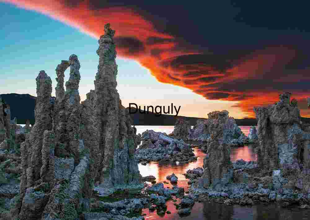 Tufa Towers at Mono Lake Under Fiery Sunrise Sky - Close