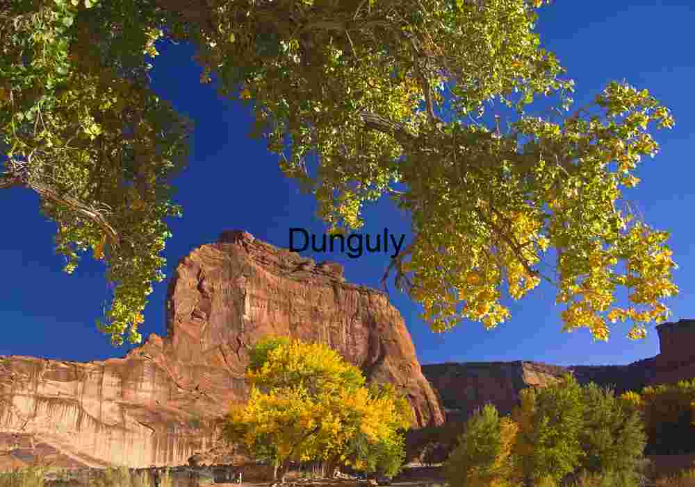Autumn Color, Red Sandstone Cliff, Blue Sky, Southwest Landscape