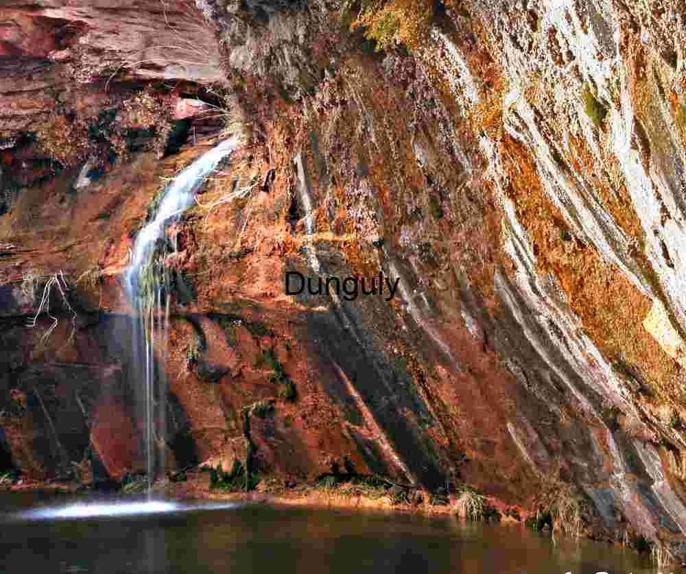 Canyon Waterfall Cascade: Red Rock Wall & Dark Pool Art