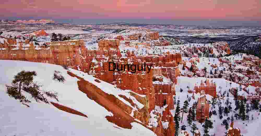 Bryce Canyon Winter Sunset: Snow, Hoodoos & Pink Sky