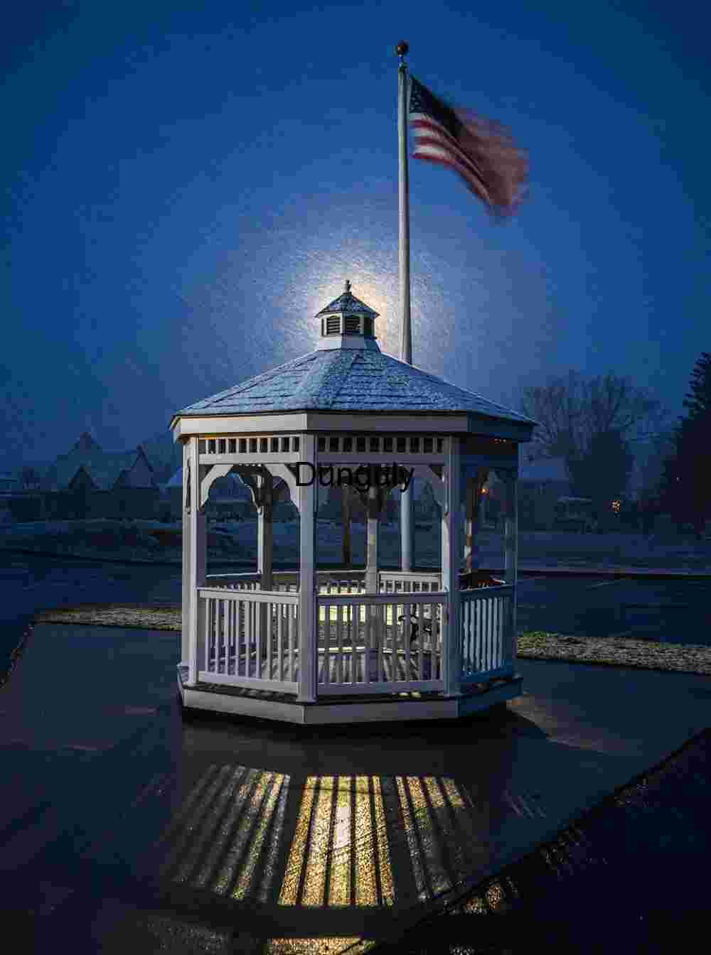 Gazebo in snow, Confluence; GAP trail