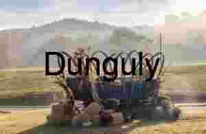 Hay waggon with misty backdrop; John C. Campbell Folk School