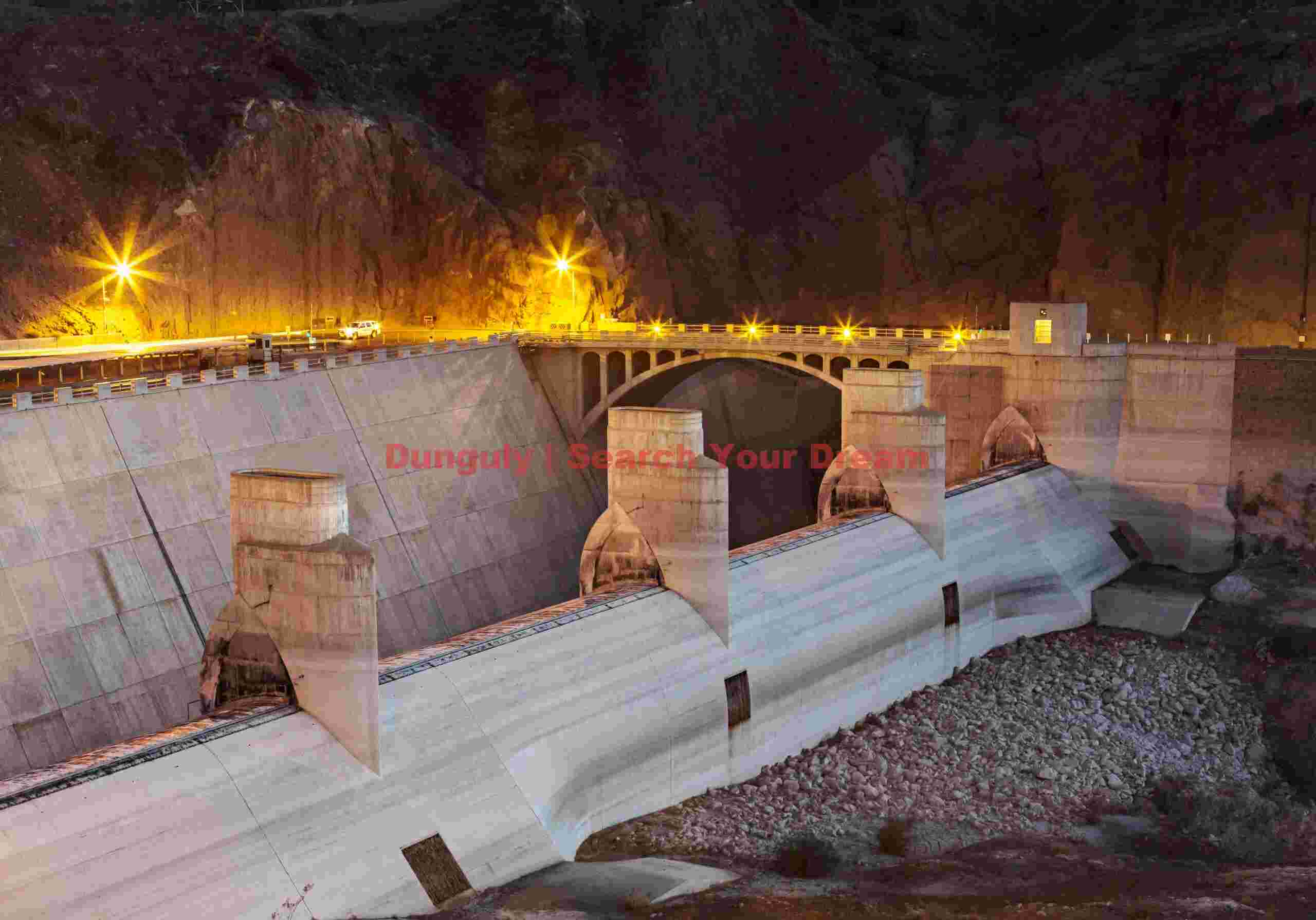 Bypass Tunnel Intake High Above Lowered Water Level at Hoover Dam