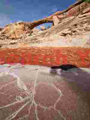 Intricate Ice Patterns and Owachomo Natural Bridge Formation