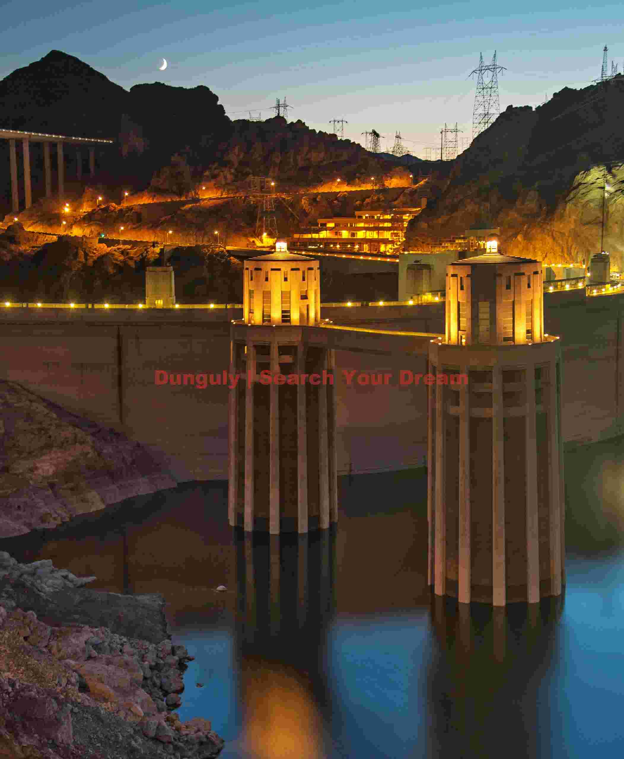 Intake Towers Dramatically Positioned High Above Water at Hoover Dam
