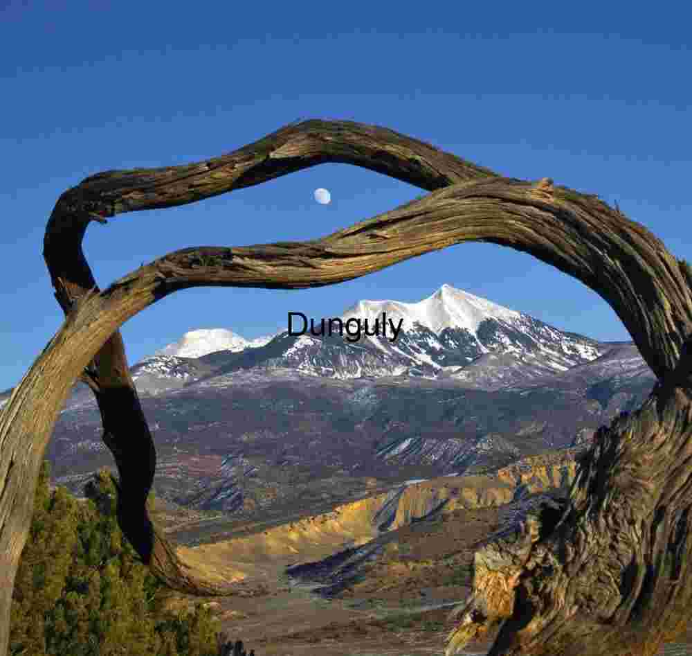 La Sal Mountains Winter Moon through Driftwood Frame, Utah