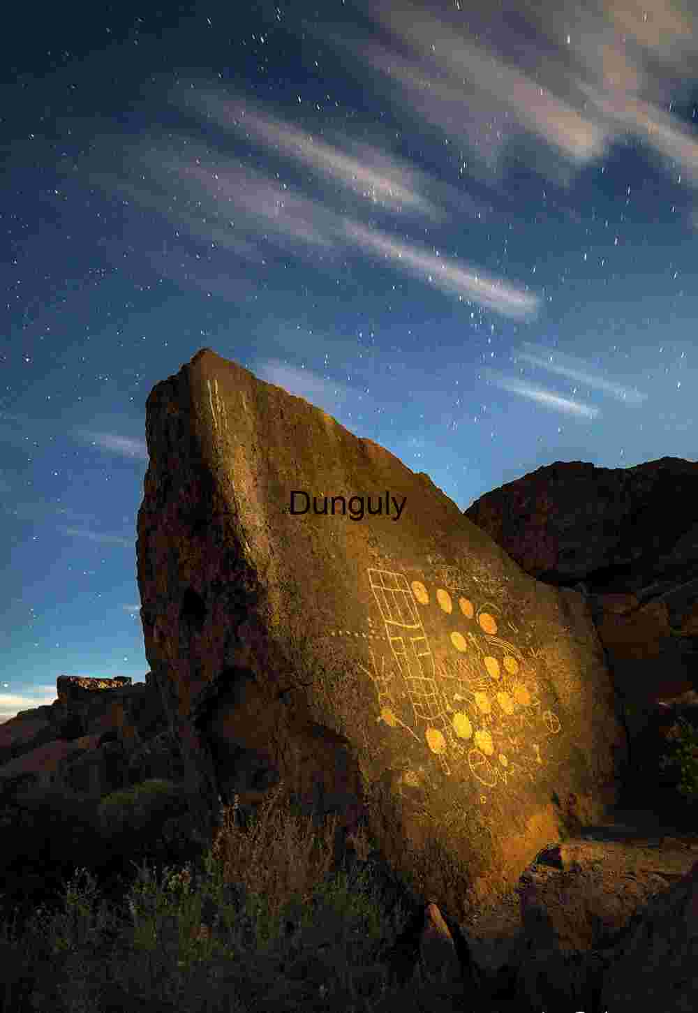 Lightpainted Thirteen Moons Petroglyph Night Sky Stars