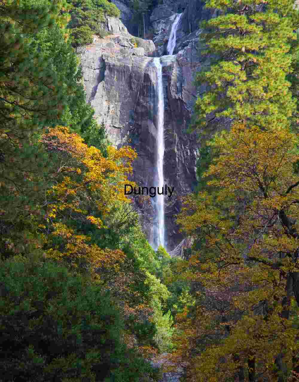 Yosemite Fall Frame: Autumn Foliage and Cascading Water
