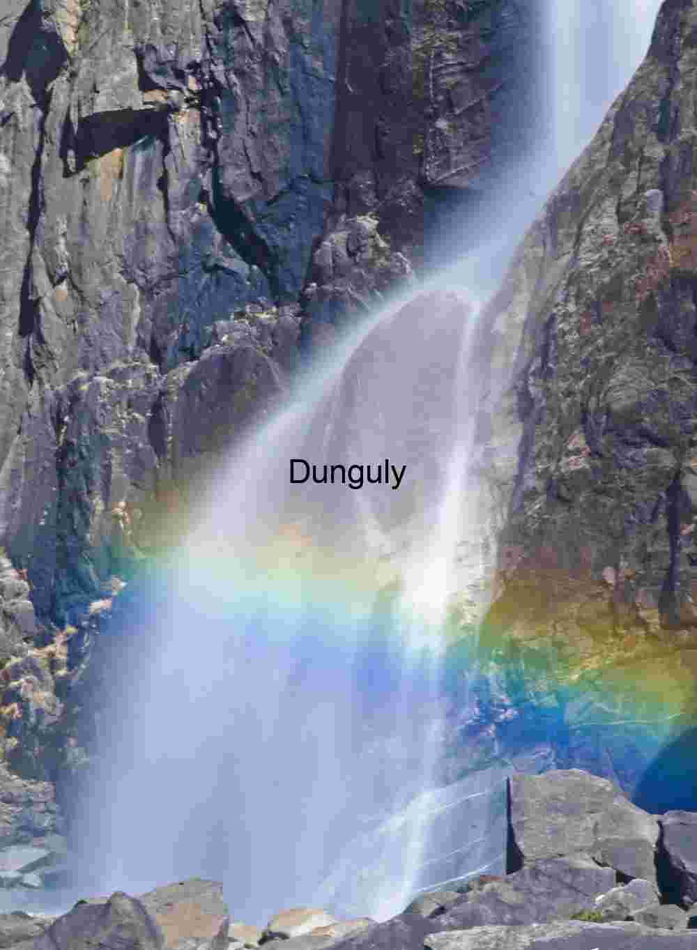 Waterfall Rainbow Close-up: Lower Yosemite Falls Light