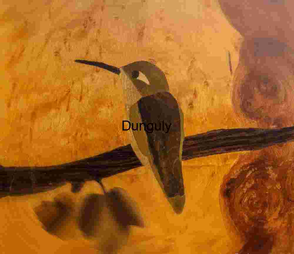 Handcrafted Wood Marquetry: Hummingbird Art