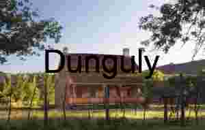 Russell Home framed by trees