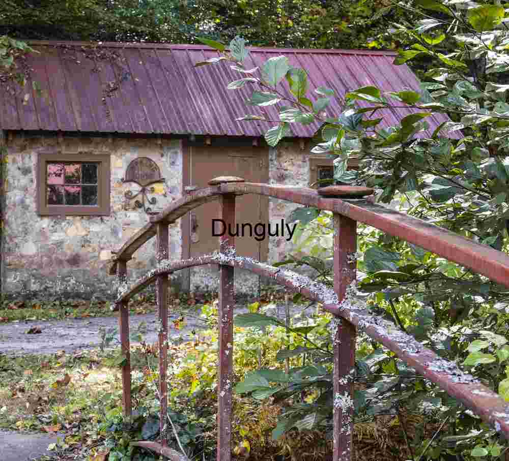 Rustic Stone Shed & Red Footbridge: Folk School Charm