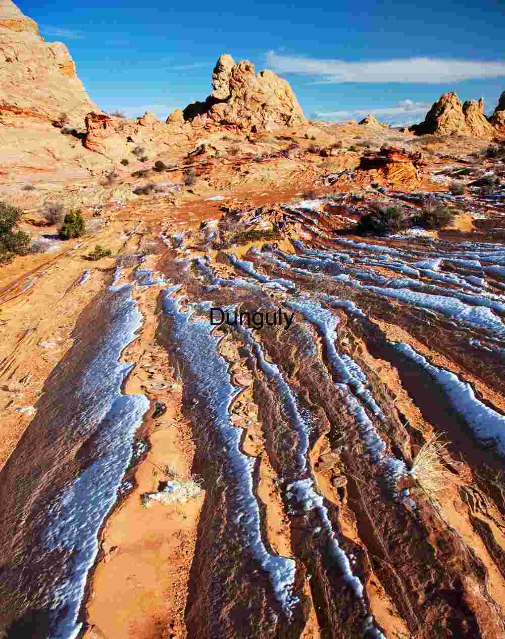 Snow-Laced Sandstone Striations, Coyote Buttes South