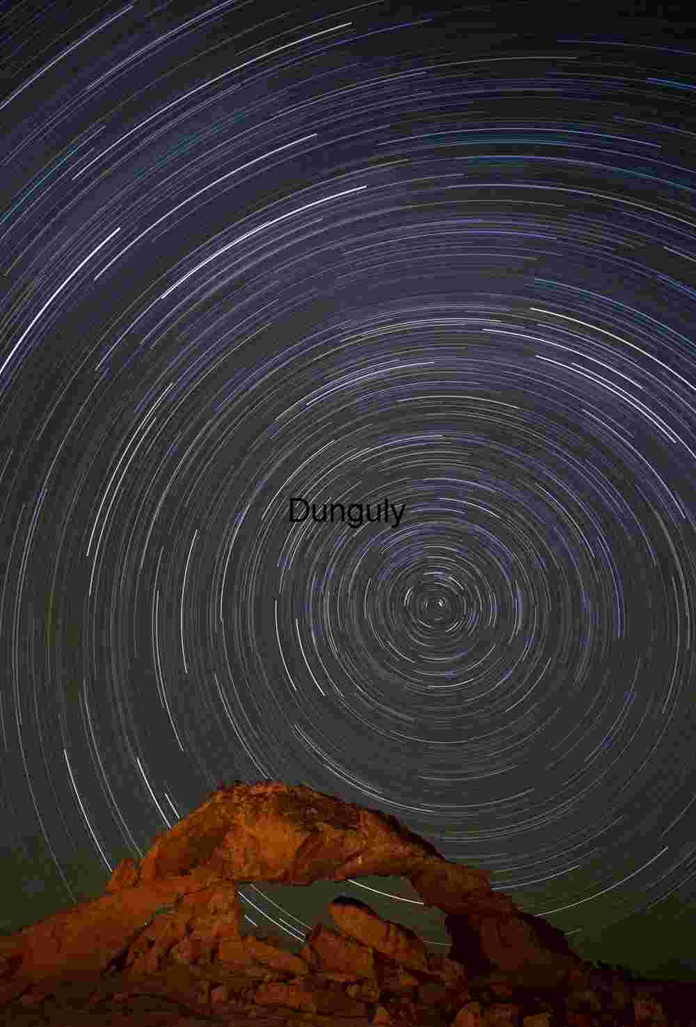 Star trails over Sunset Arch