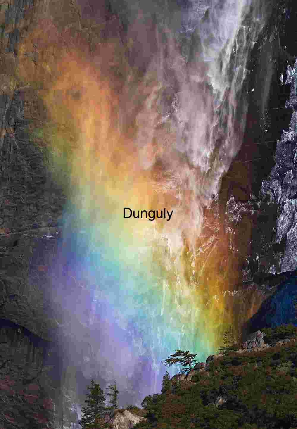 Full Rainbow in Yosemite Falls Mist: Dramatic Abstract Color