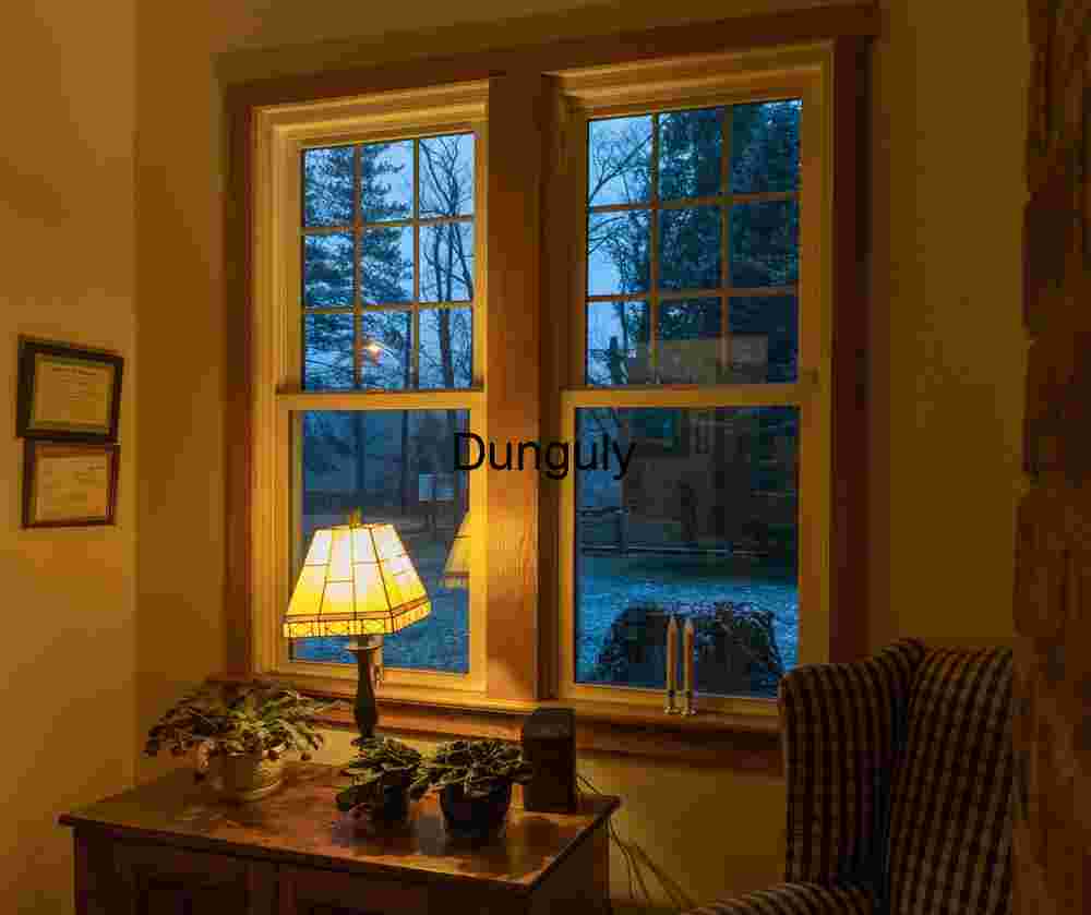 Cozy Porch View in Winter Snow at Dawn
