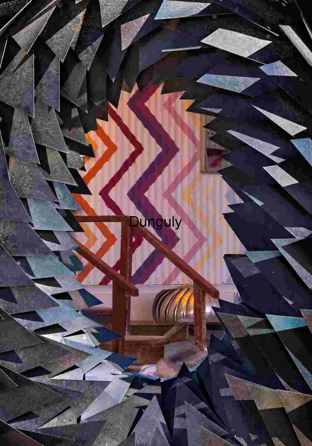 Zig Zag Portal: Abstract Metal Frame, Bombay Beach Art