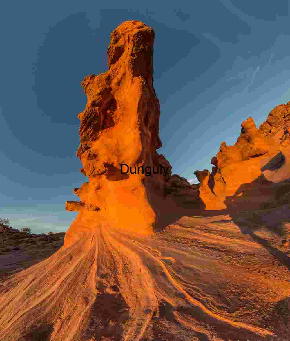 Beastie: Swirling Rock Formation at Sunset