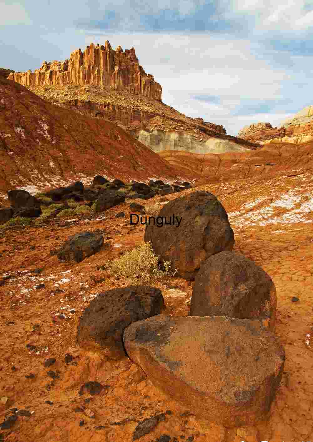 Desert Buttes & Red Boulders Landscape Art Print