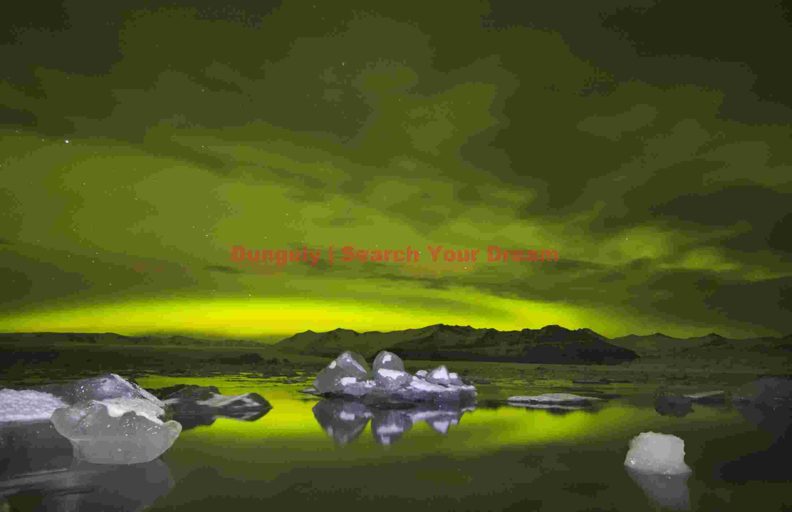 Aurora and Cloudbank Mirrored in Jökulsárlón Lagoon