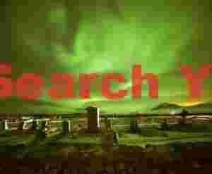 Aurora over graveyard; Búðir church; Snaefellsnes peninsula