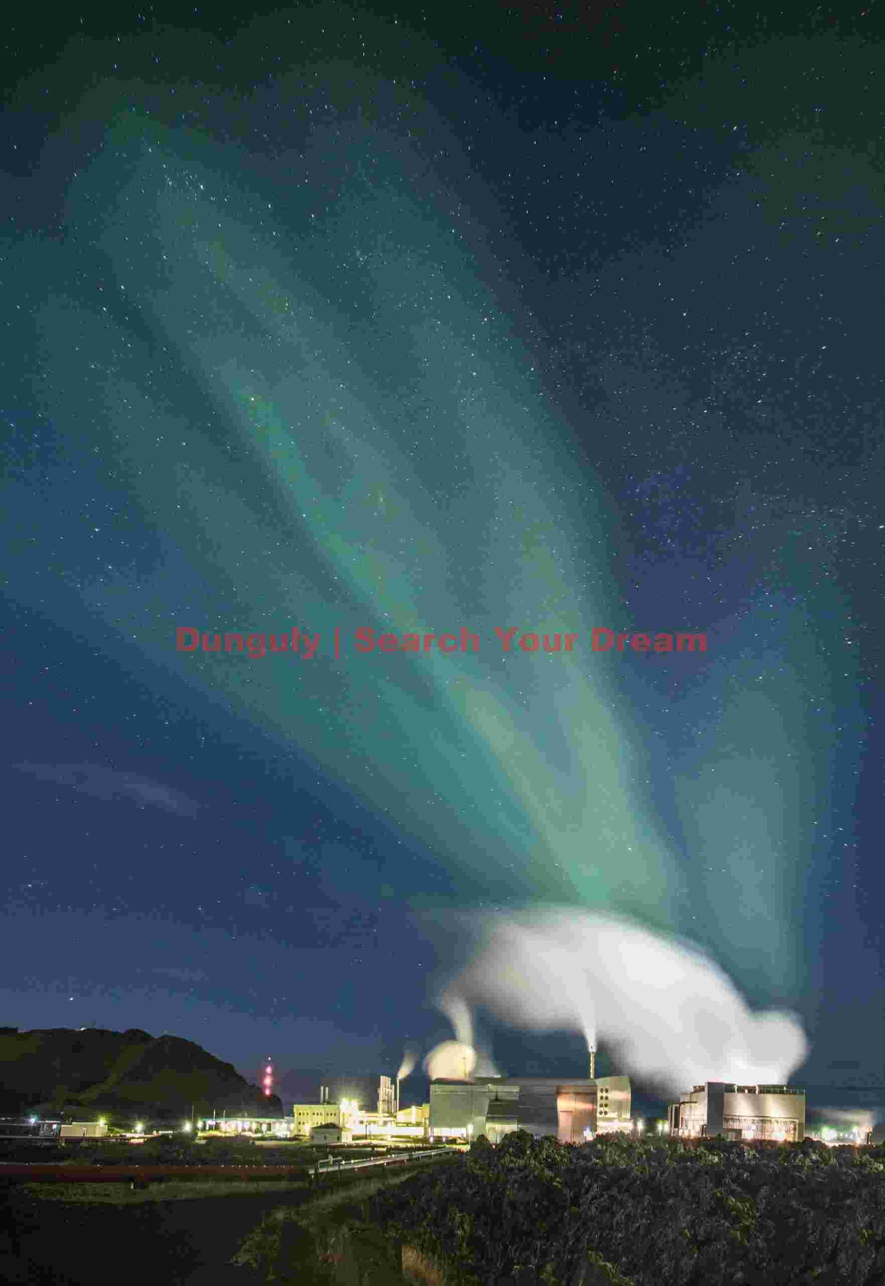 Aurora Above Blue Lagoon's Geothermal Power Plant