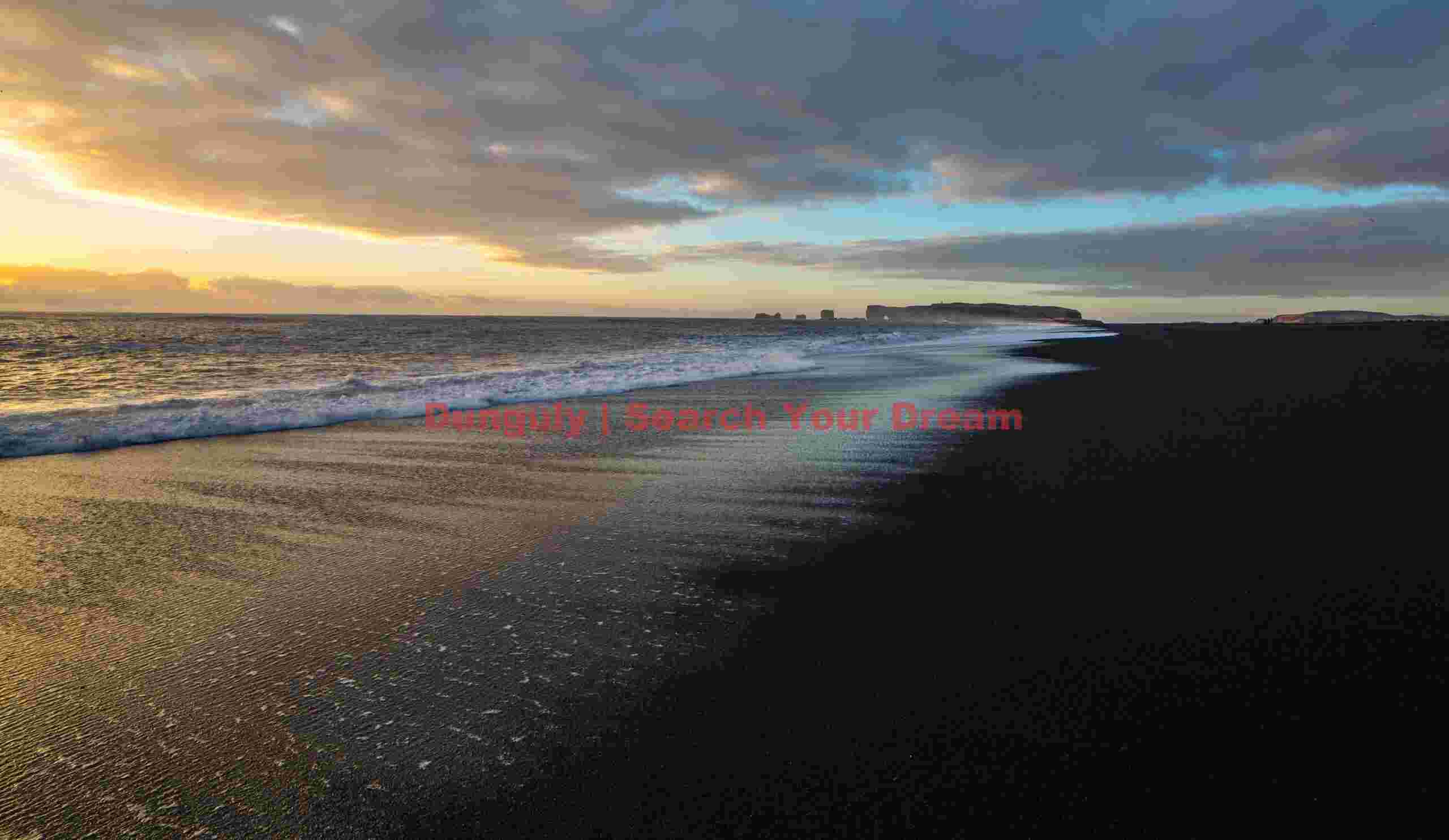 Black sand beach with distant Dyrholaey