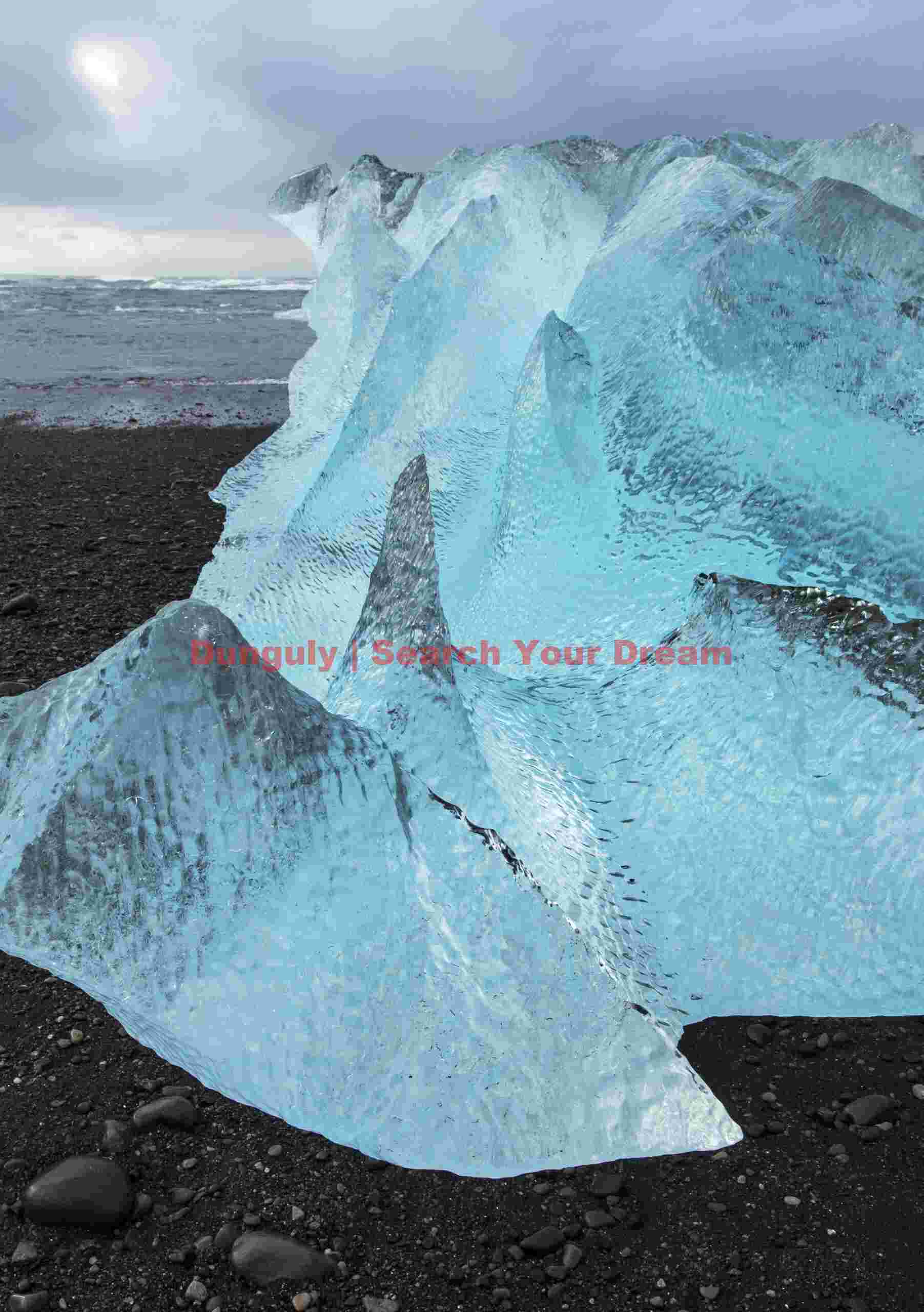 Glacial Ice Formation at Blue-green Jökelberg with pinnacles