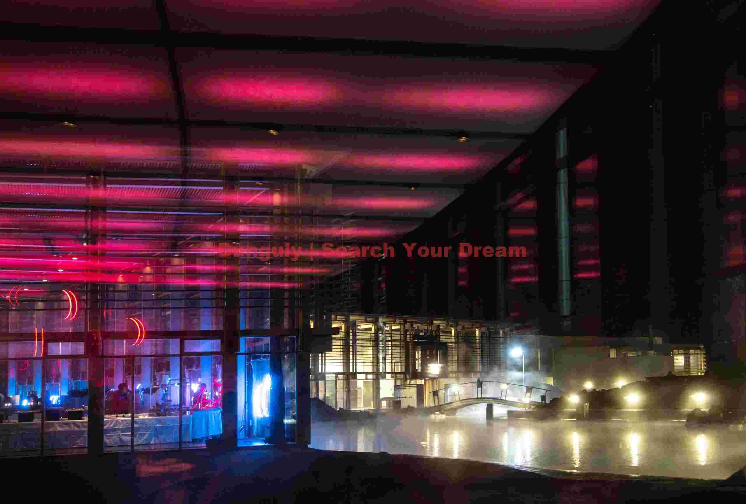 Blue lagoon from inside the lava restaurant