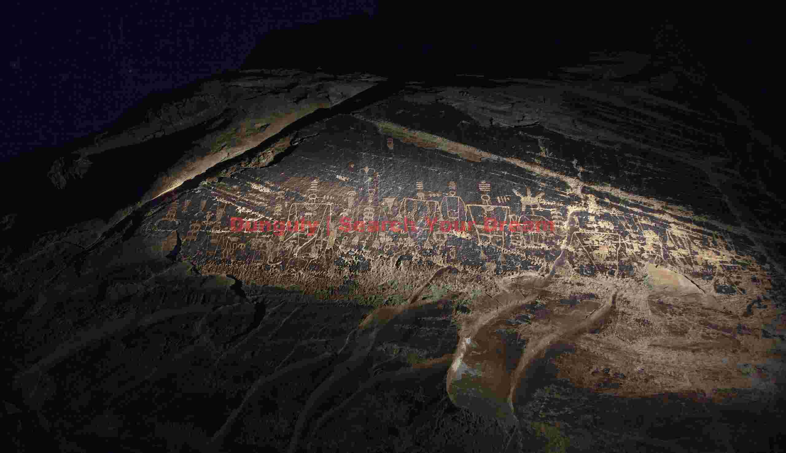 Butler Wash Petroglyph Panel, Light-Painted