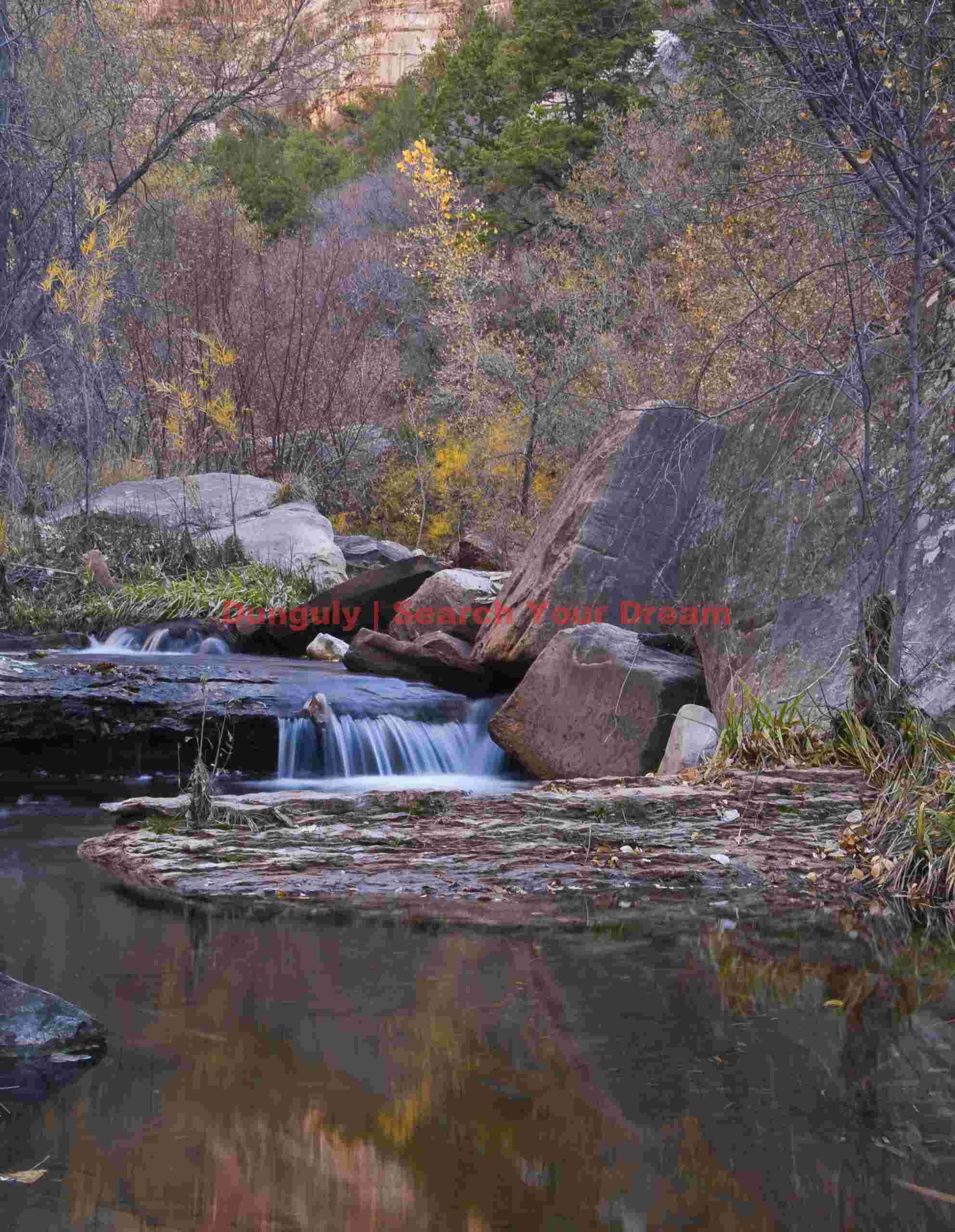 Mirror Pool Reflections in Slot Canyon