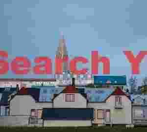 Catherdral and houses by early morning light; Reykjavík