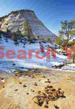 Checkerboard Mesa outlined in snow; Zion