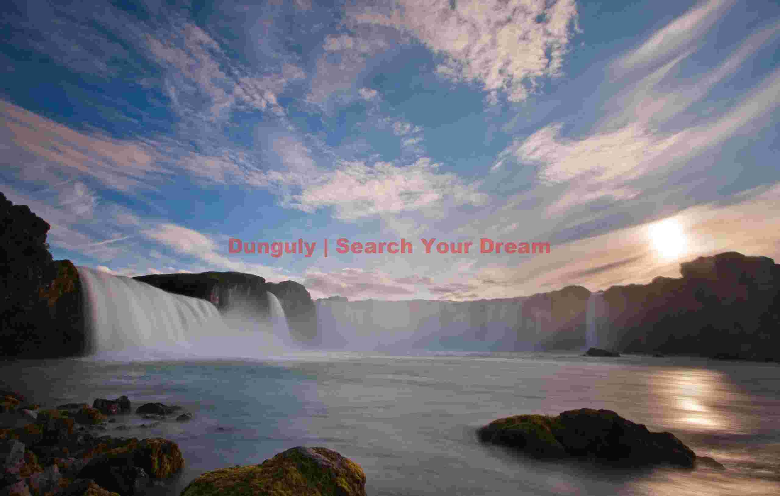 Godafoss, sun and cloud