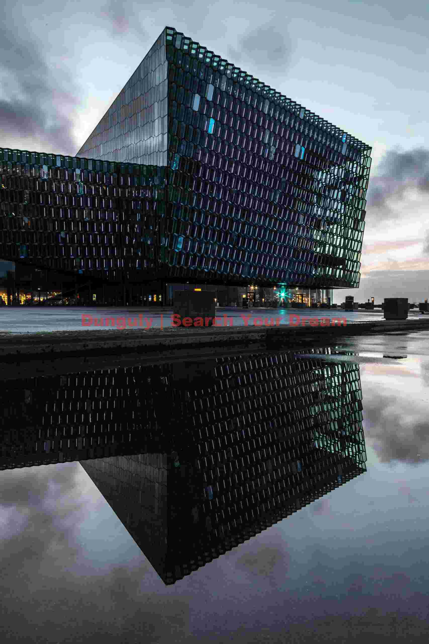 Harpa monolithic reflection; Reykjavík