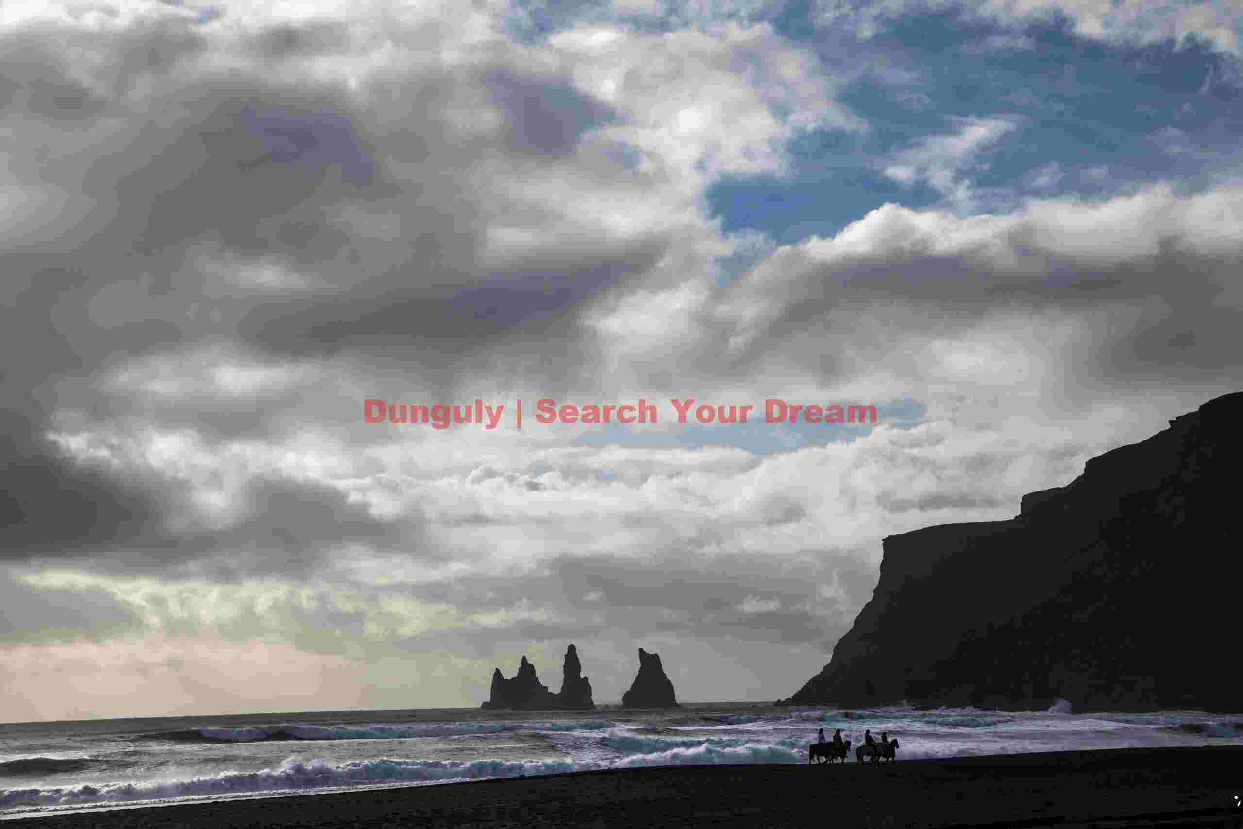 Glacial Ice Formation at Horse riders on the beach at Vik