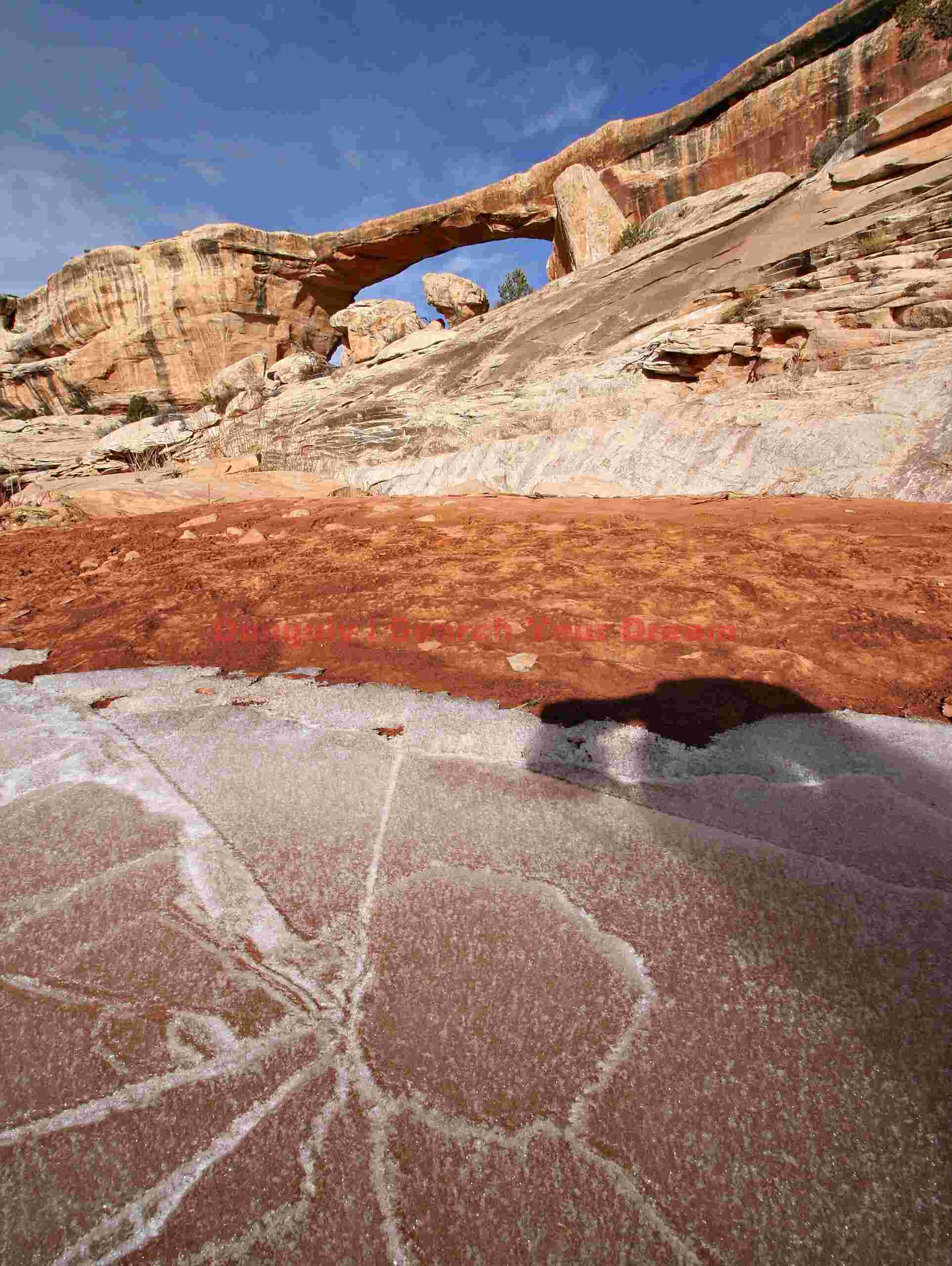 Intricate Ice Patterns and Owachomo Natural Bridge Formation