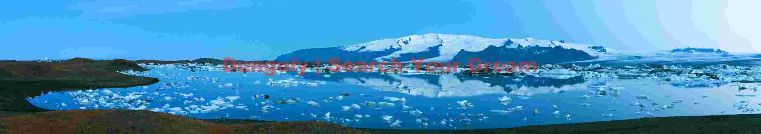 Glacial Ice Formation at Jokulsarlon lagoon and ice cap - 2-00 am panorama
