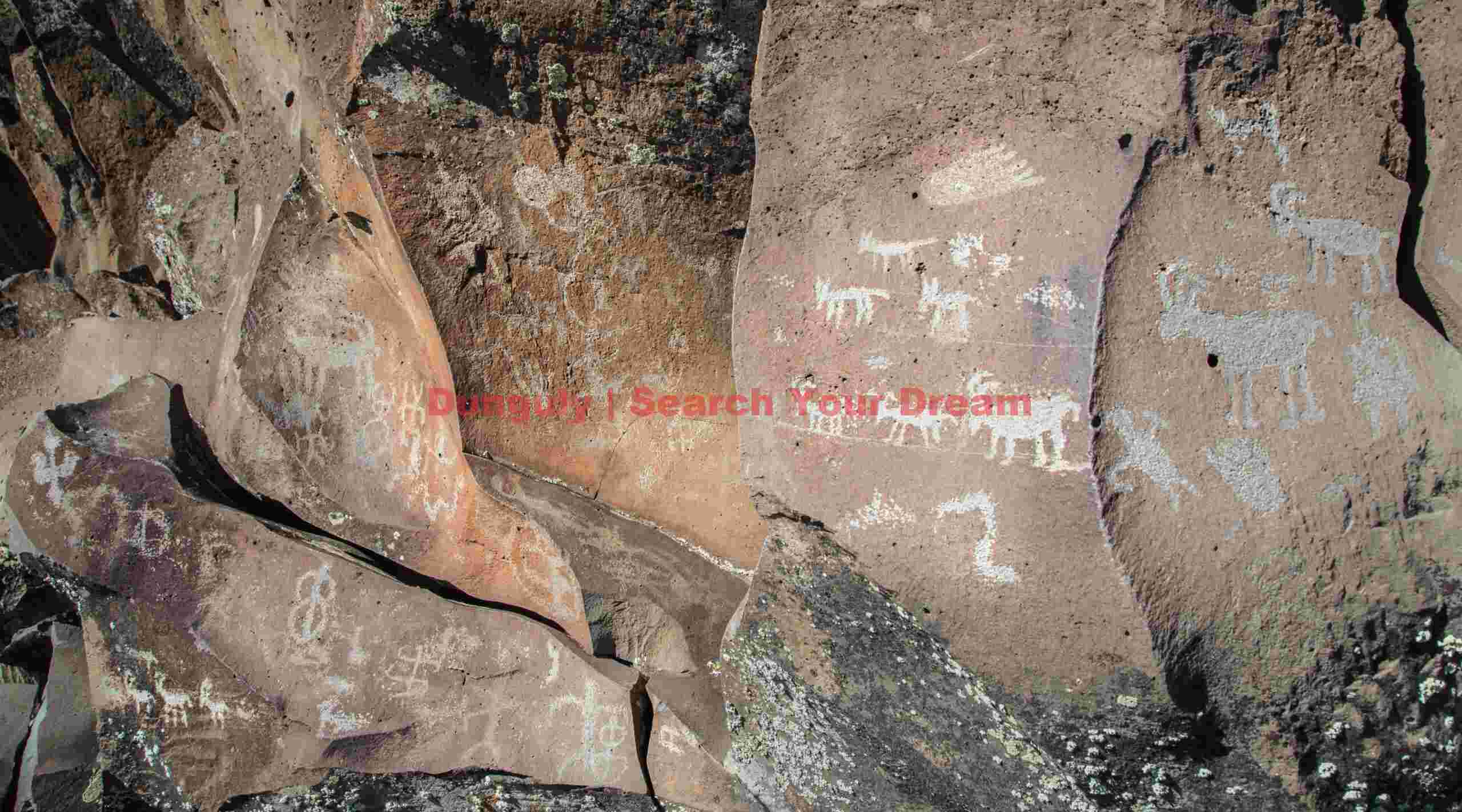 Many Bighorn Sheep at Nampaweep Pictograph Site