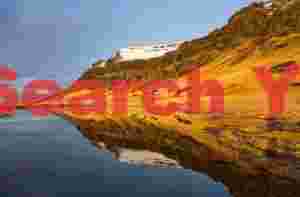 Glacial Ice Formation at Mountain reflection by warm morning light