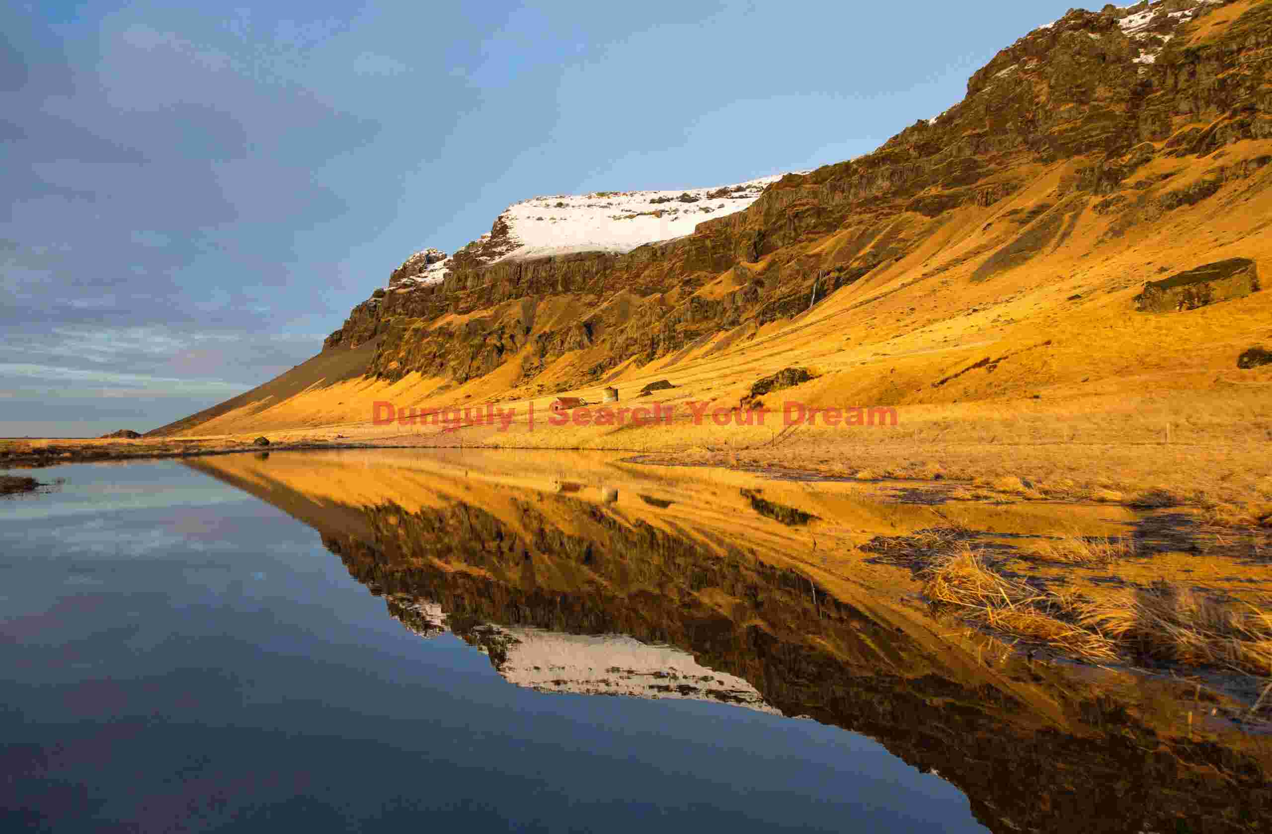 Glacial Ice Formation at Mountain reflection by warm morning light