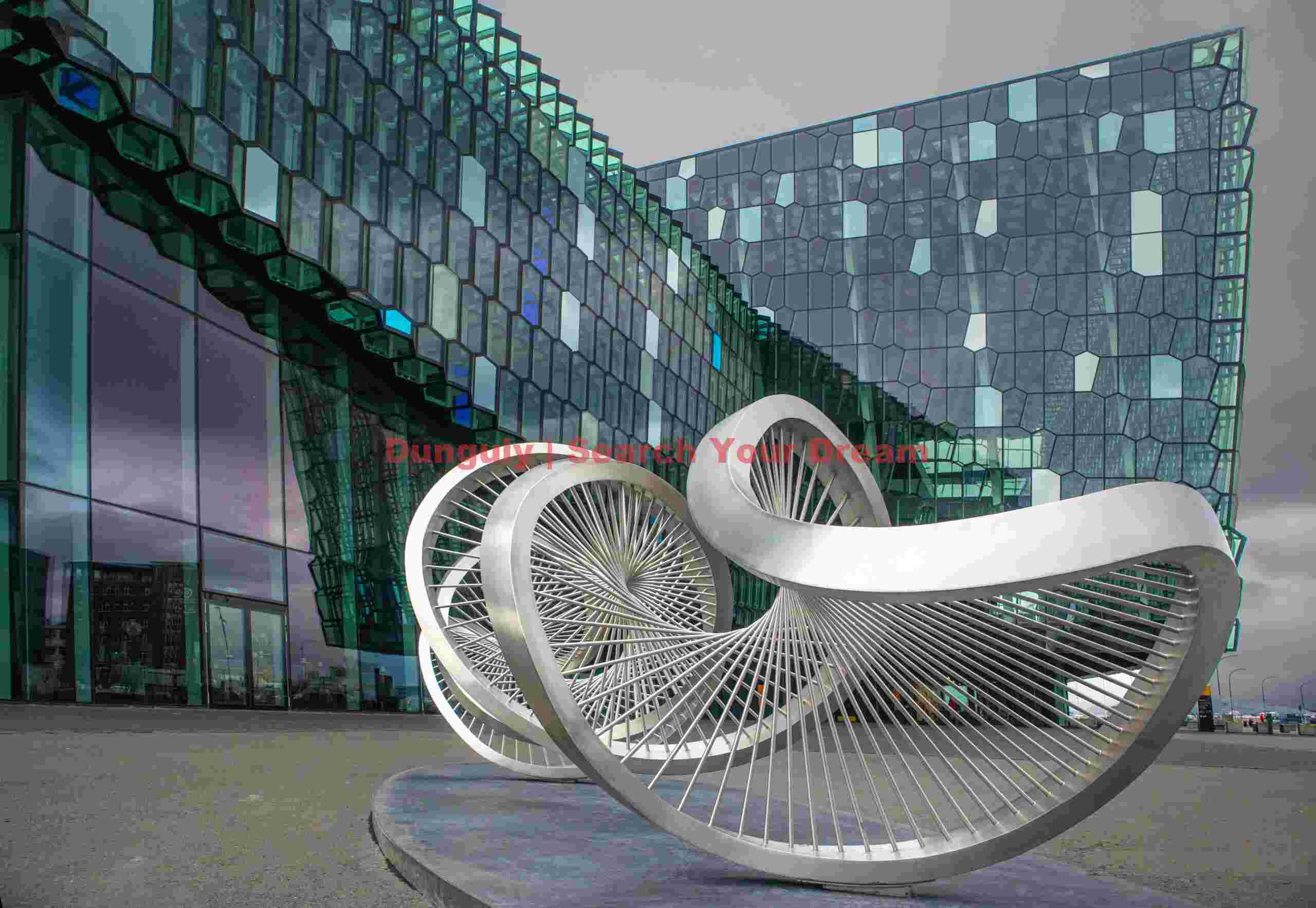 New spiral sculpture by the Harpa concert hall
